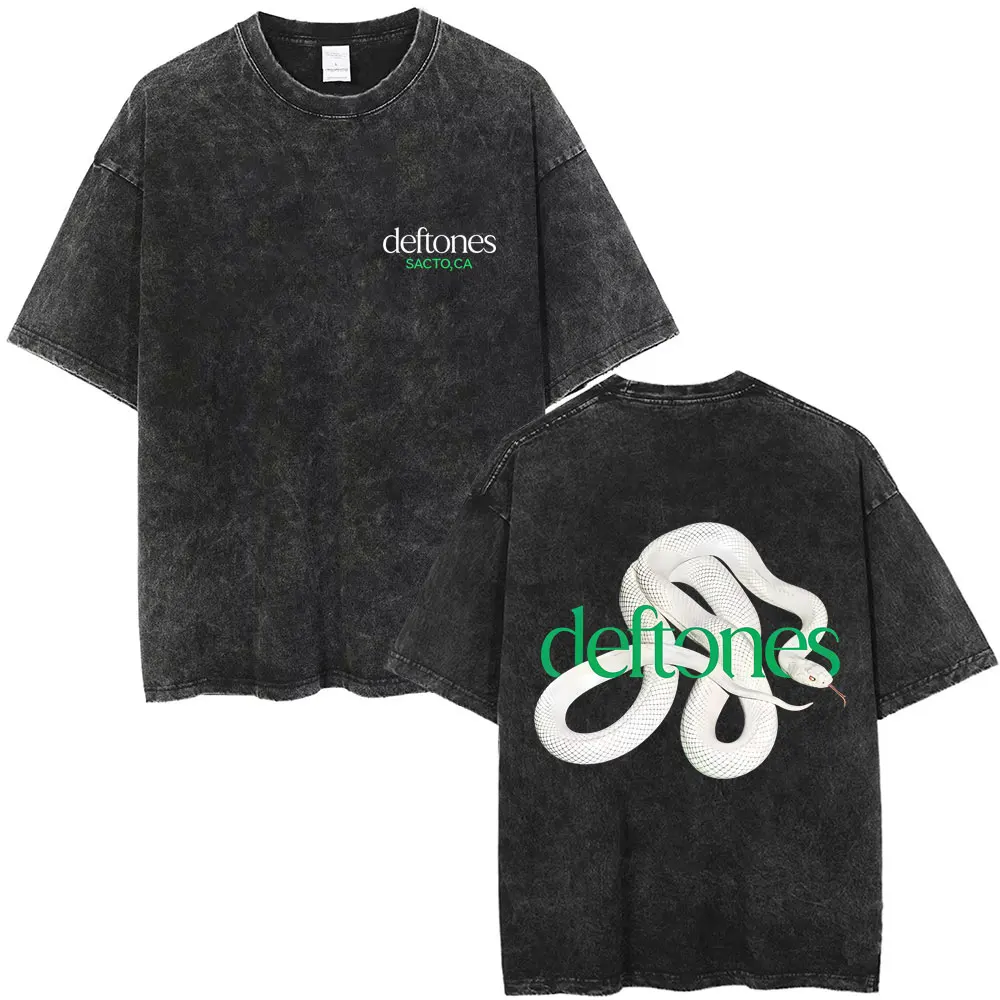 New Arrival Mens Clothes Tee Shirt Homme Washed Vintage Rock Band Deftones Private Music Graphic Men Clothing New in Top & Tees