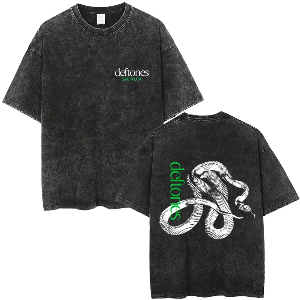 New Arrival Mens Clothes Tee Shirt Homme Washed Vintage Rock Band Deftones Private Music Graphic Men Clothing New in Top & Tees