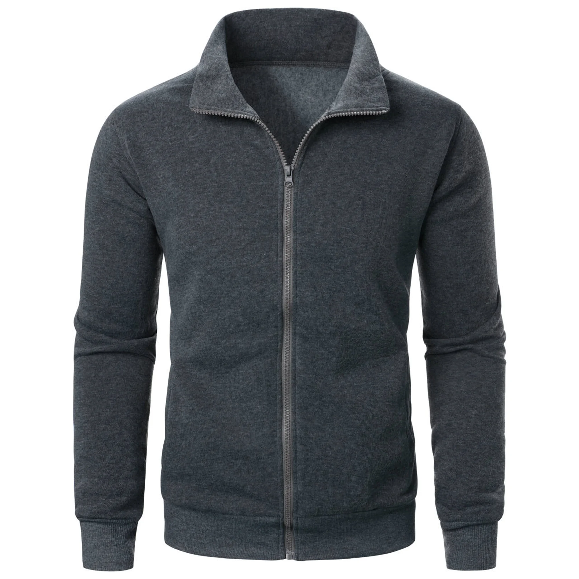 Men's casual sports zipper stand up collar jacket, men's solid color top