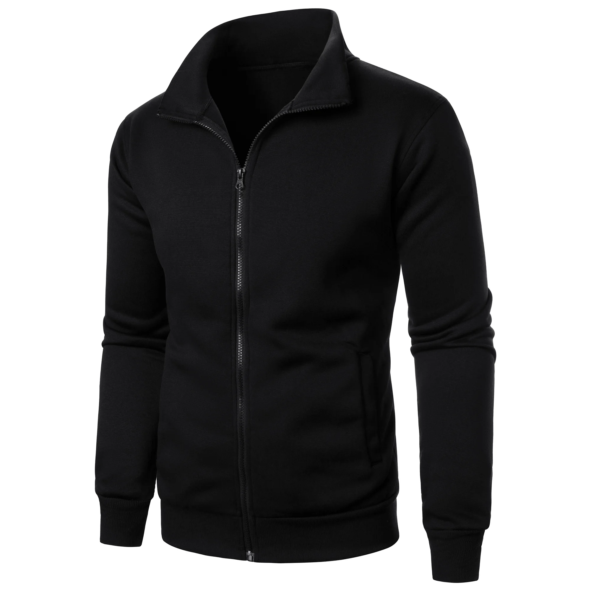 Men's casual sports zipper stand up collar jacket, men's solid color top