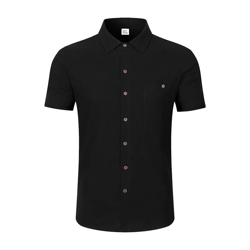Men's Linen Blend Short Sleeve Button Down Shirt Casual Beach Top with Chest Pocket Breathable Lightweight Summer Shirts for Men