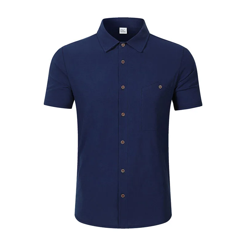 Men's Linen Blend Short Sleeve Button Down Shirt Casual Beach Top with Chest Pocket Breathable Lightweight Summer Shirts for Men