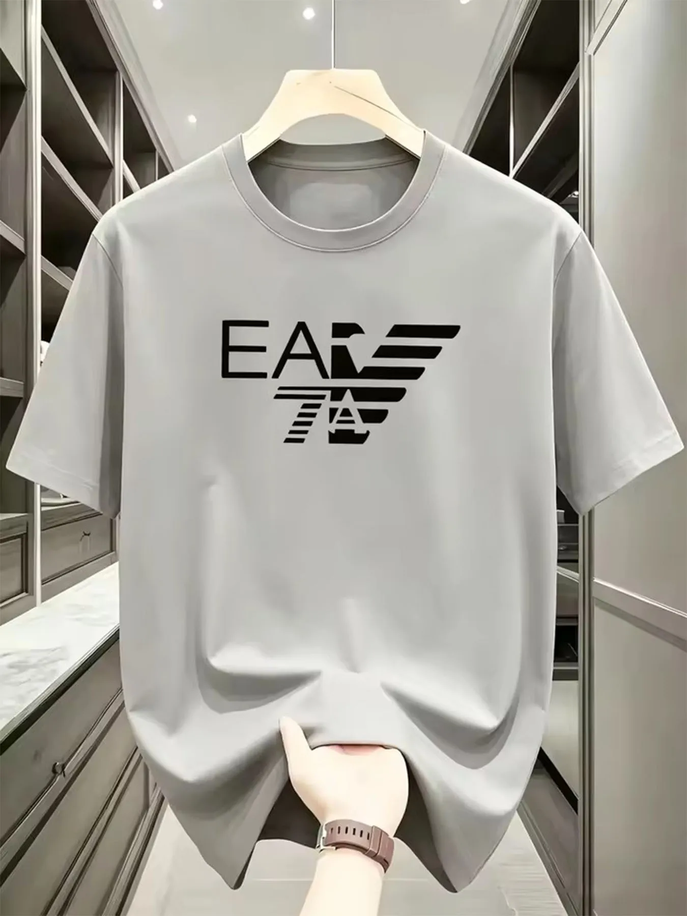 Summer New High-end Pure Cotton Korean-style Casual and Versatile Round-neck Short-sleeved T-shirt, All-cotton Light Luxury