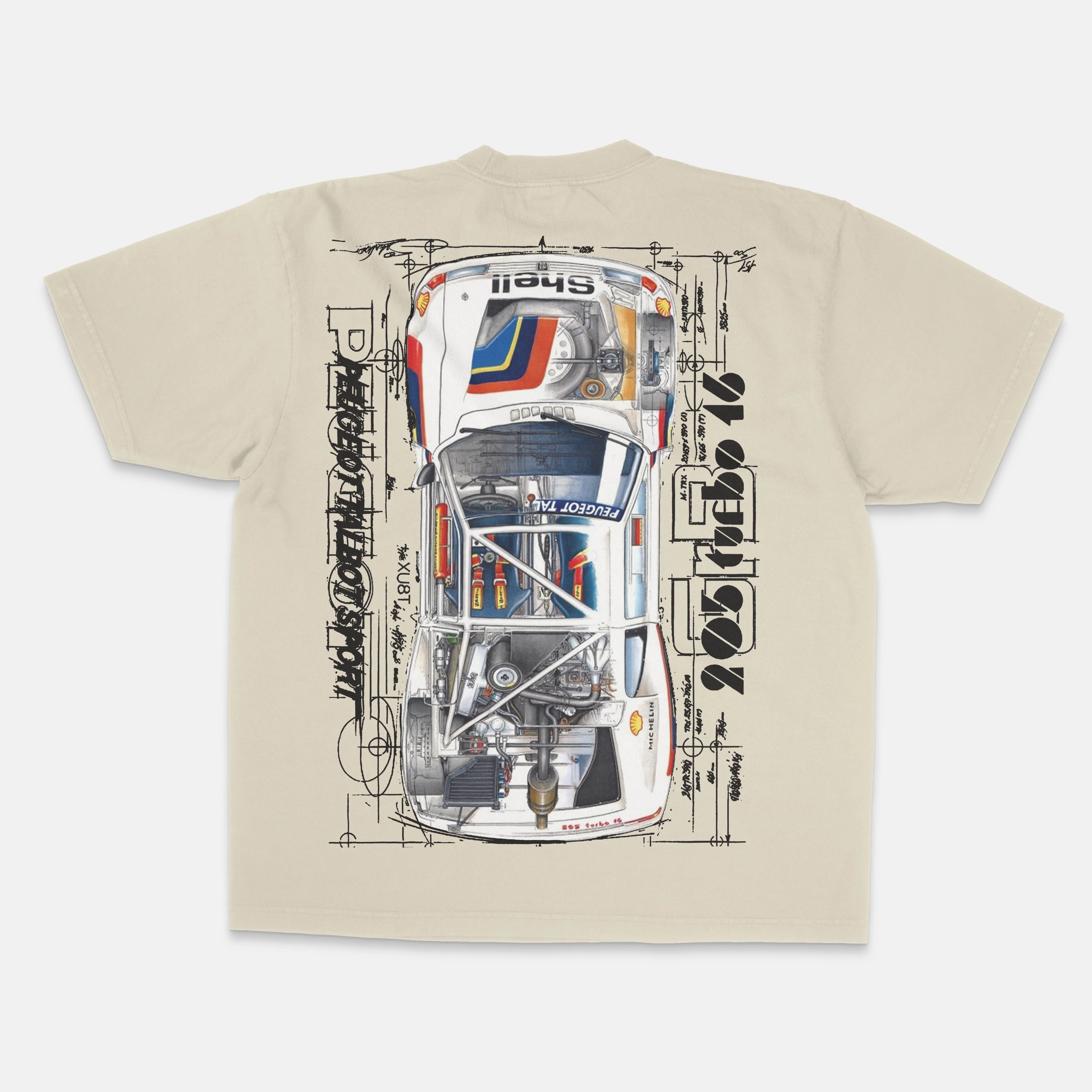 Art WRC Engineering Perspective Aesthetics 205 Turbo 16 JDM Retro Racing T-Shirt Cotton Graphic Tee Men Women Summer Streetwear