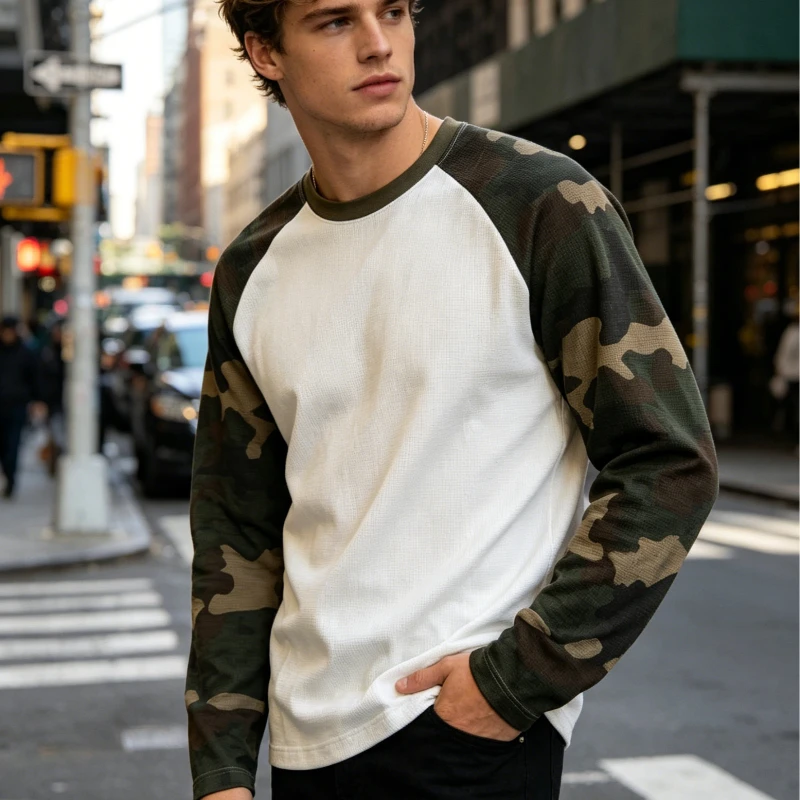 2026 New Round Neck Long Sleeved 3D Printed Camouflage Pattern Breathable Fast Drying Fashionable Versatile Long Sleeved Top