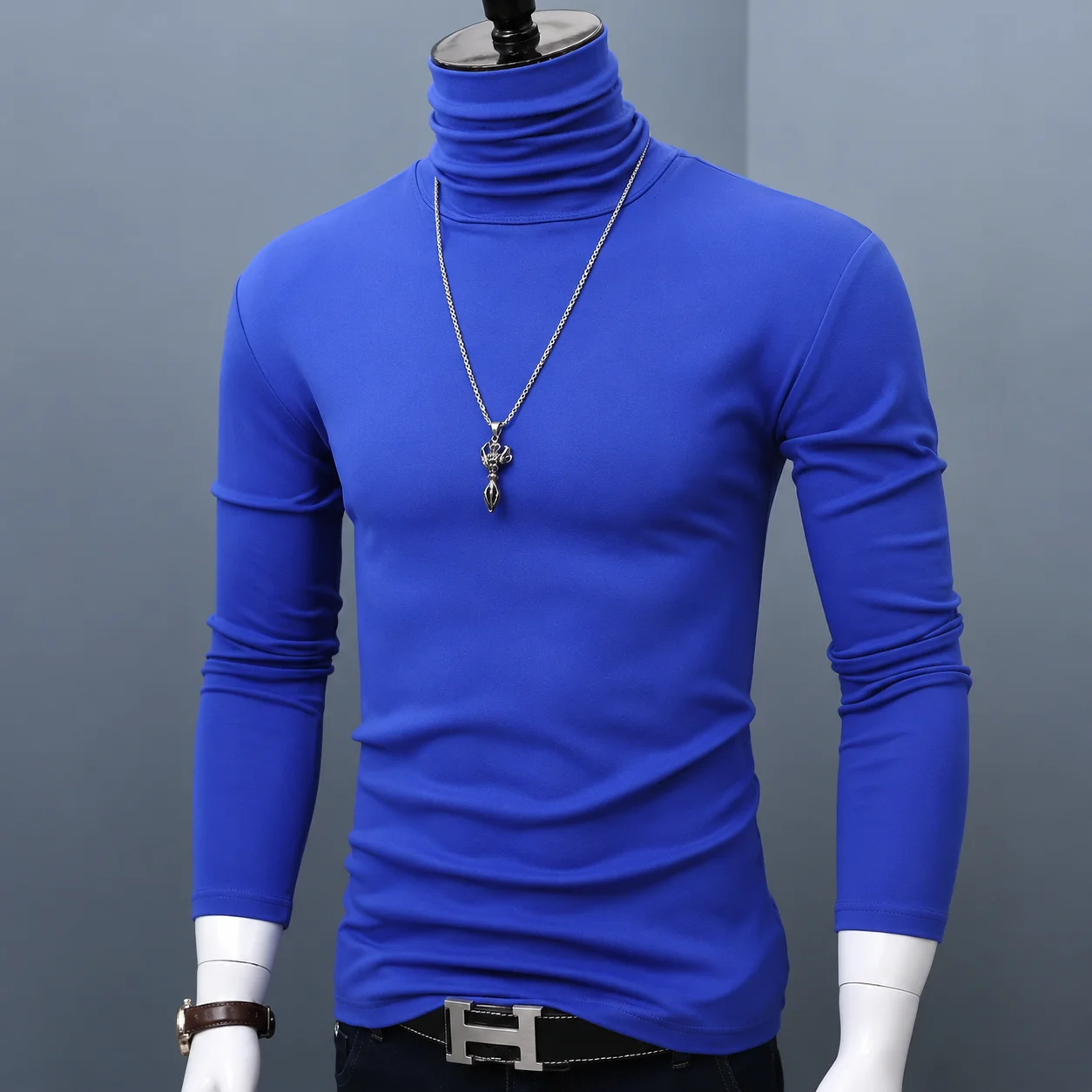 Autumn Winter Mens Turtleneck Sweaters Casual Thermal Long Sleeve Slim Fit Pullovers Stretch Basic Tops Sweatshirt Jumper TShirt