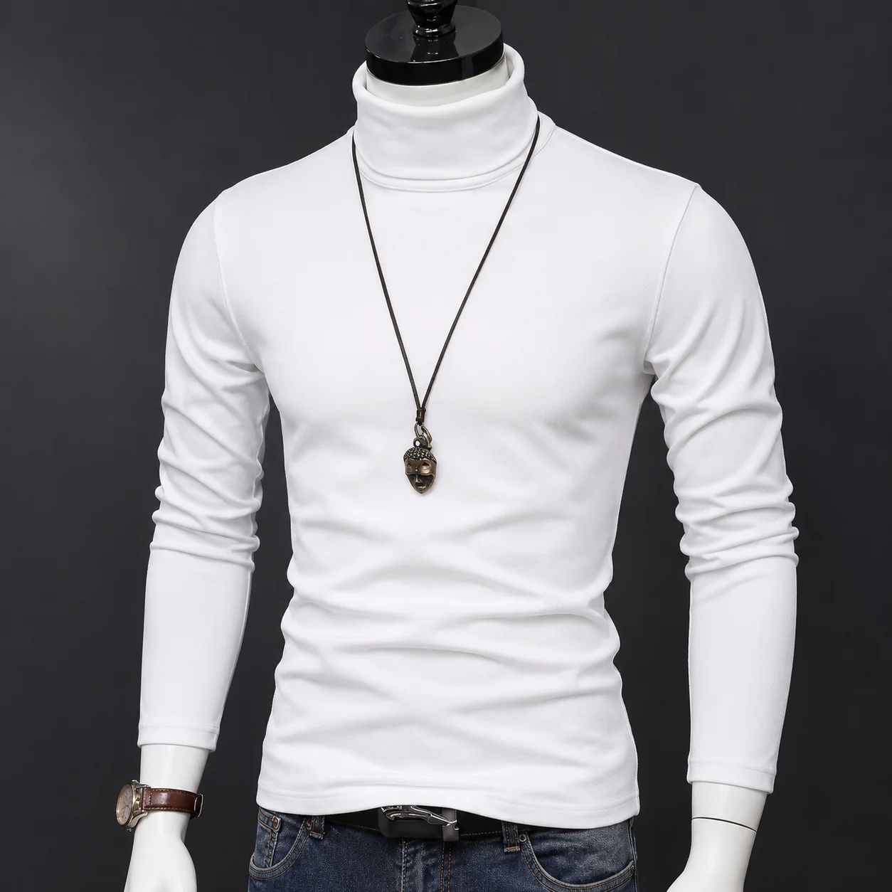 Autumn Winter Mens Turtleneck Sweaters Casual Thermal Long Sleeve Slim Fit Pullovers Stretch Basic Tops Sweatshirt Jumper TShirt