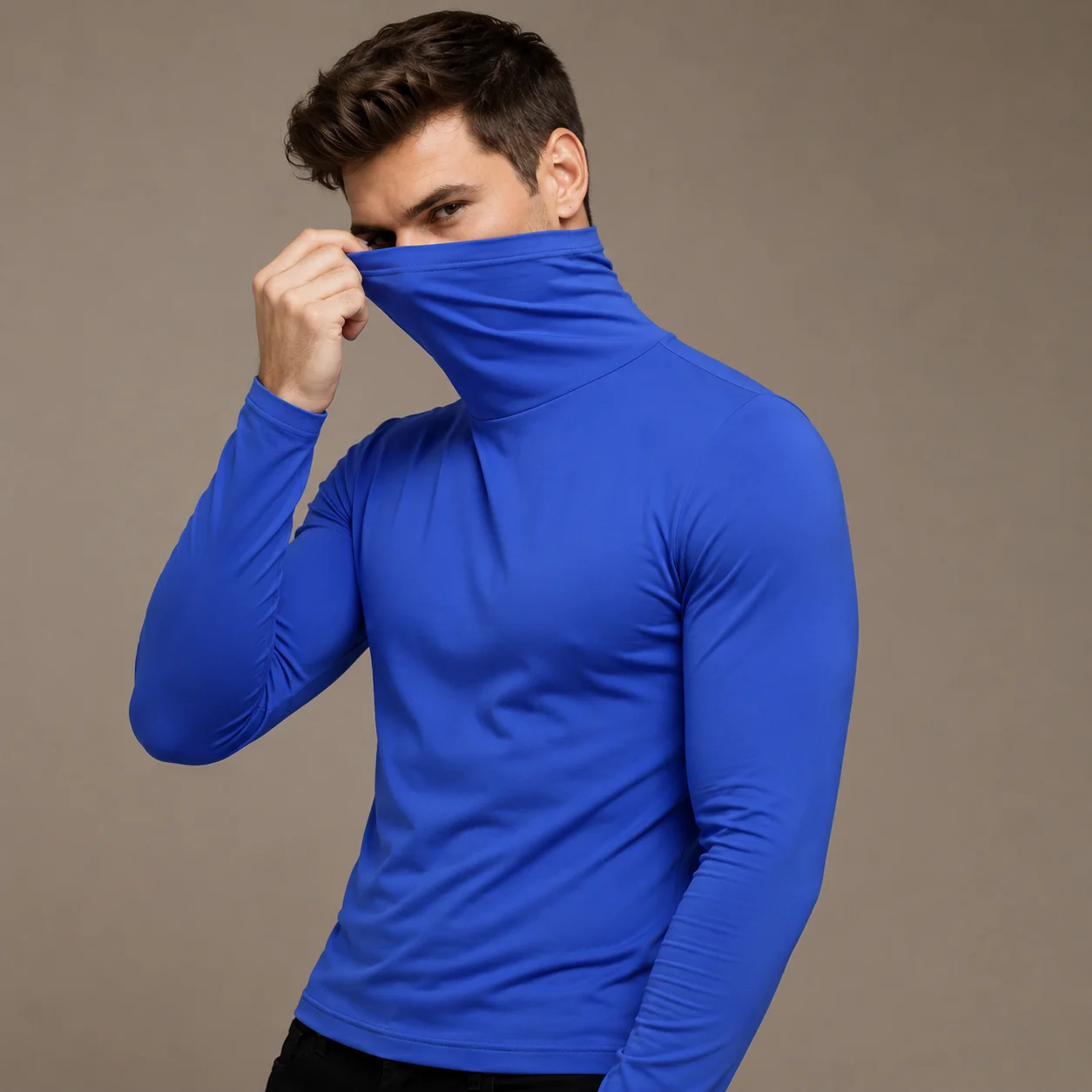 Autumn Winter Mens Turtleneck Sweaters Casual Thermal Long Sleeve Slim Fit Pullovers Stretch Basic Tops Sweatshirt Jumper TShirt