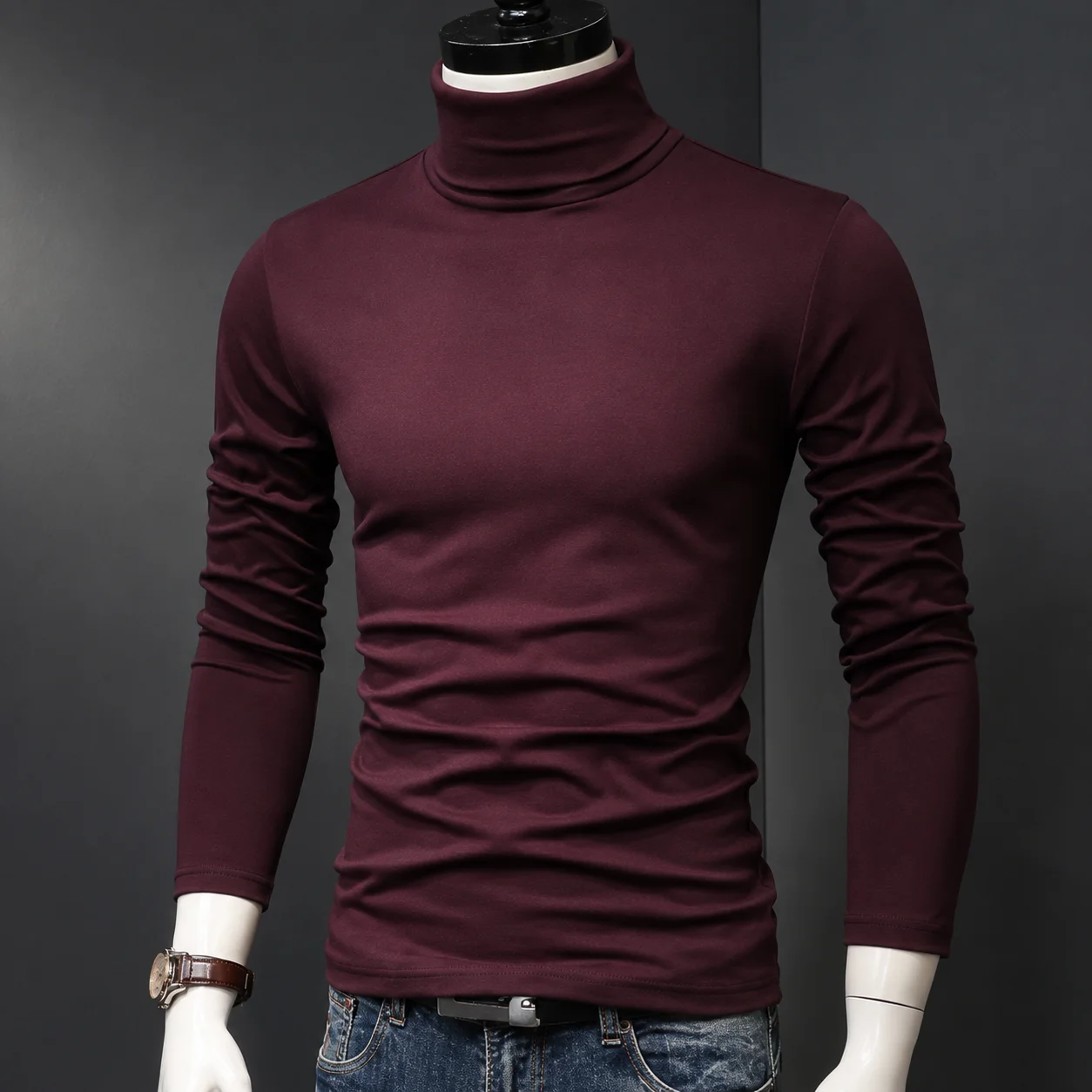 Autumn Winter Mens Turtleneck Sweaters Casual Thermal Long Sleeve Slim Fit Pullovers Stretch Basic Tops Sweatshirt Jumper TShirt