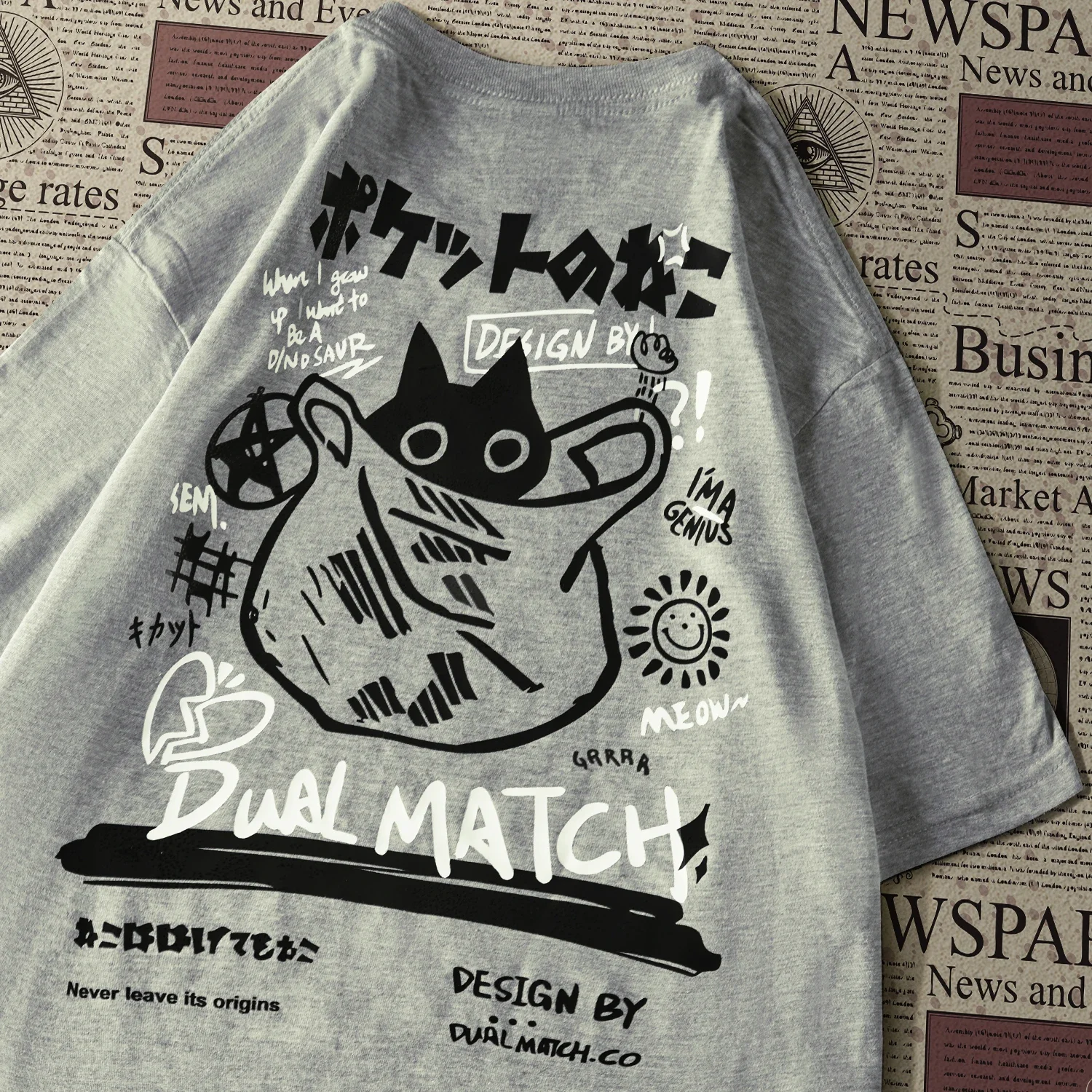 Men Women Cartoon T-Shirts Summer Harajuku Kawaii Cat Printed Short Sleeve Tees Couple Streetwear Loose Clothes Y2K Tops
