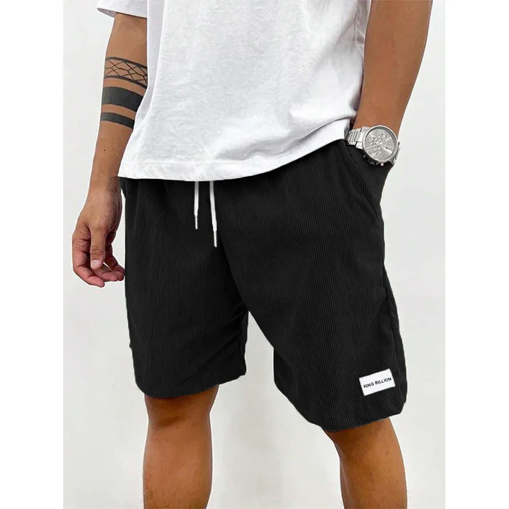 Summer Men Corduroy Sweatpants Casual Shorts Men's Beach Shorts Basketball Short Trousers Solid Color Label Sportswear Men
