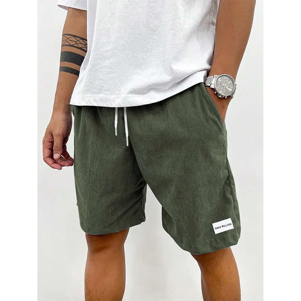 Summer Men Corduroy Sweatpants Casual Shorts Men's Beach Shorts Basketball Short Trousers Solid Color Label Sportswear Men