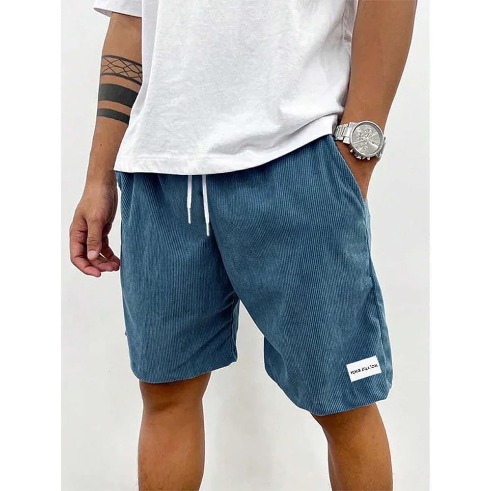 Summer Men Corduroy Sweatpants Casual Shorts Men's Beach Shorts Basketball Short Trousers Solid Color Label Sportswear Men
