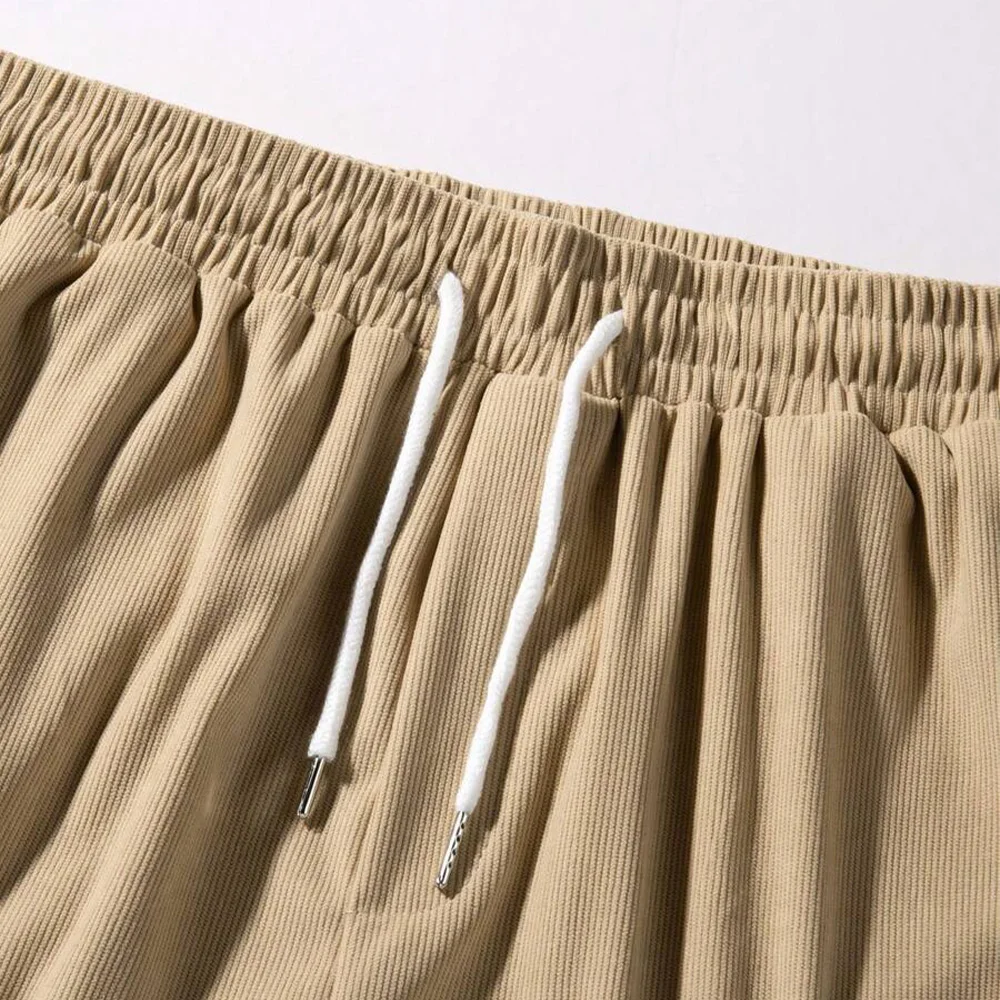 Summer Men Corduroy Sweatpants Casual Shorts Men's Beach Shorts Basketball Short Trousers Solid Color Label Sportswear Men