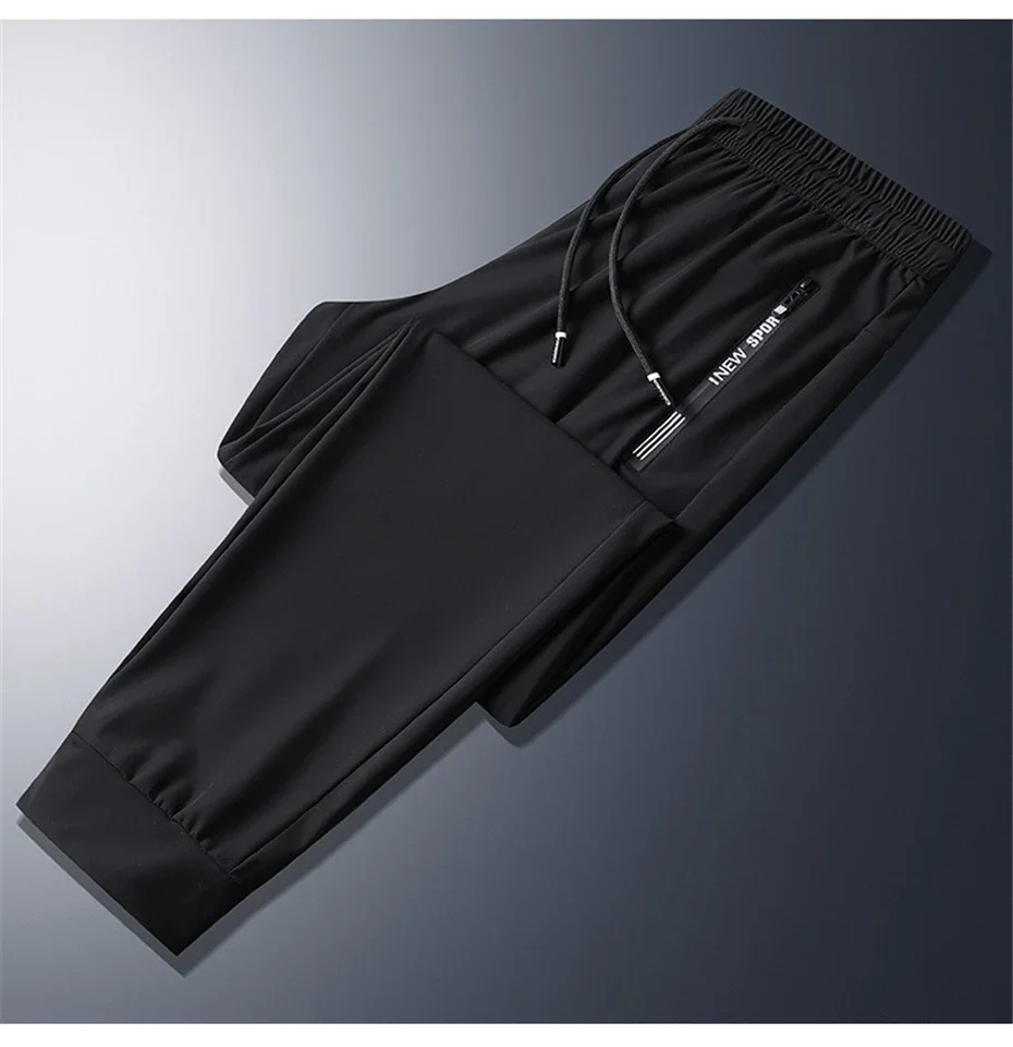 Summer Cool Pants Men 8XL Plus Szie Sweatpants Fashion Casual Stretch Pants Male Big Size 7XL 8XL Summer Trousers Black Grey