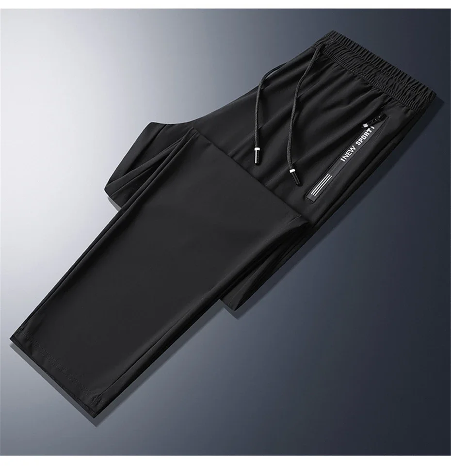 Summer Cool Pants Men 8XL Plus Szie Sweatpants Fashion Casual Stretch Pants Male Big Size 7XL 8XL Summer Trousers Black Grey