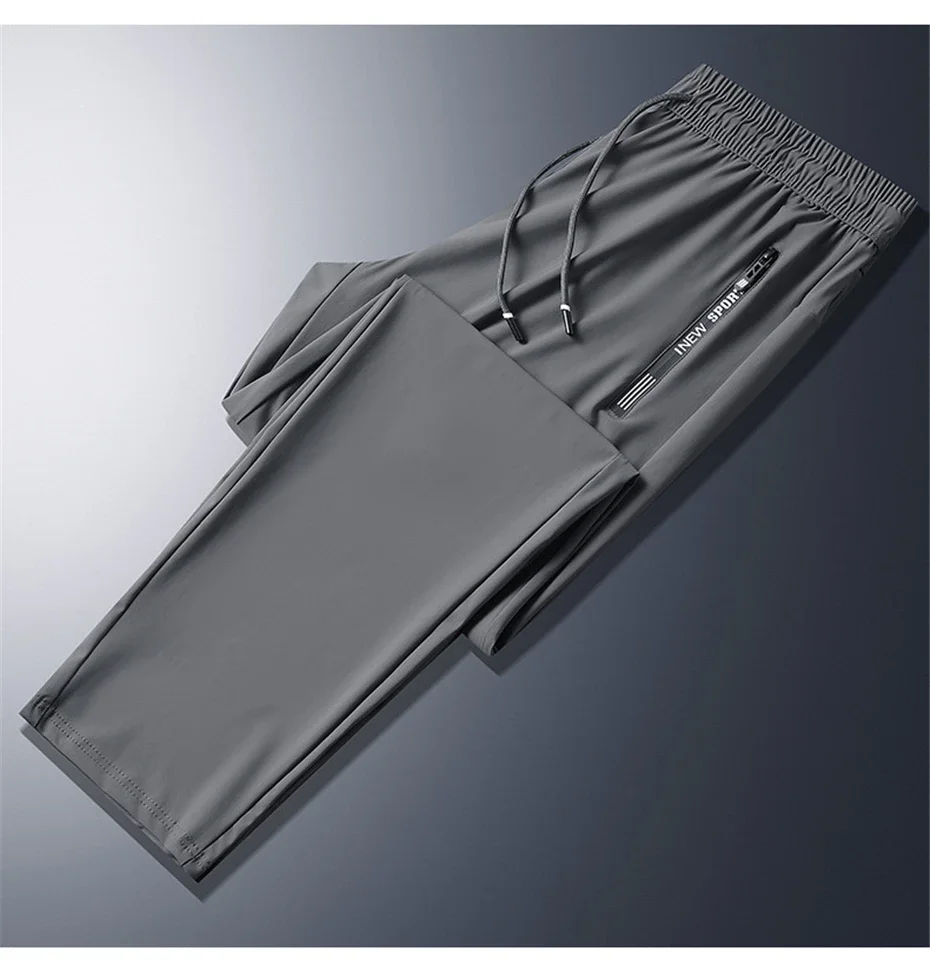 Summer Cool Pants Men 8XL Plus Szie Sweatpants Fashion Casual Stretch Pants Male Big Size 7XL 8XL Summer Trousers Black Grey