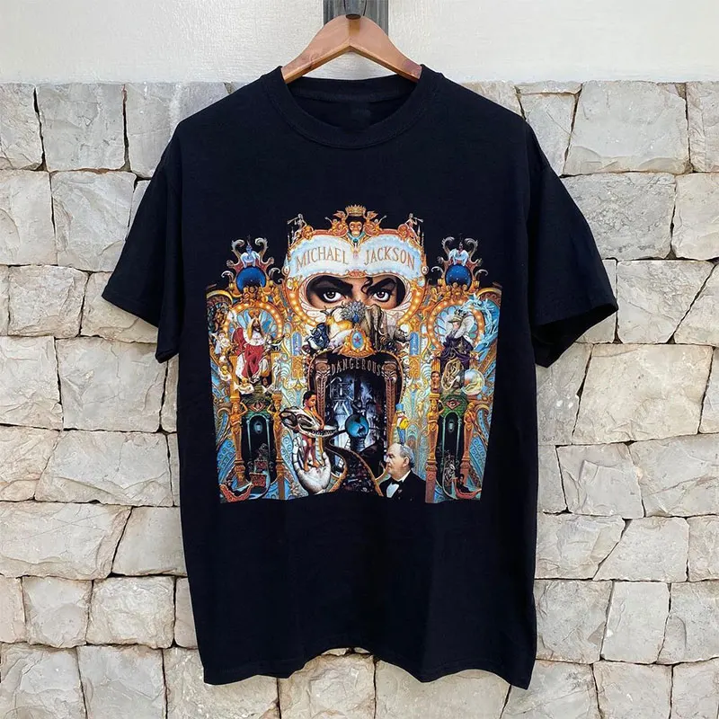 Michael Jackson Thriller Cotton TShirt Retro Streetwear Hip Hop Black Men's Clothing Women Clothing Tee 2026 Summer New T Shirt