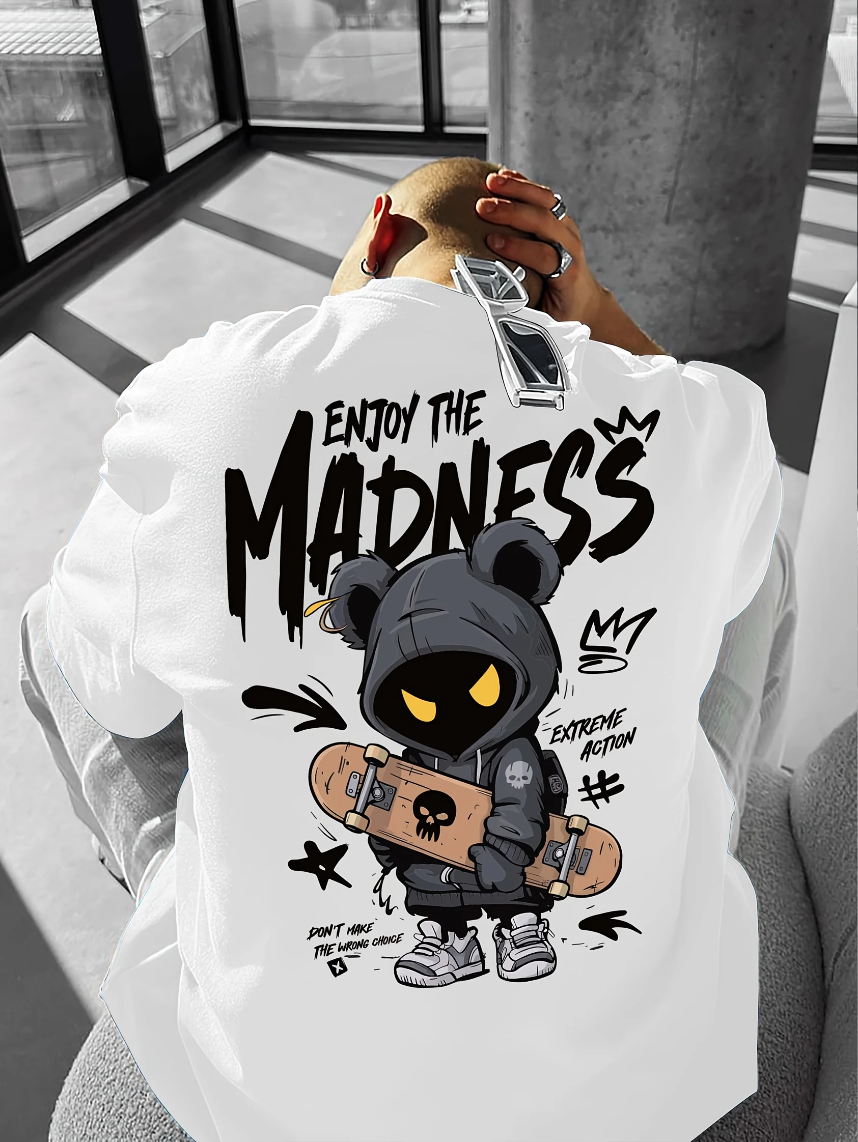 Hot selling fashionable men's cartoon letter printed comfortable and breathable round neck T-shirt outdoor street style top