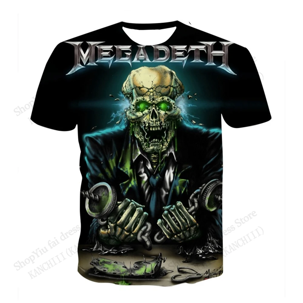 New Rock Band Megadeth Tour 3D Print T-shirt Men Women Fashion Hip Hop Oversized Short Sleeve Tops Tees Kids Clothing Apparel