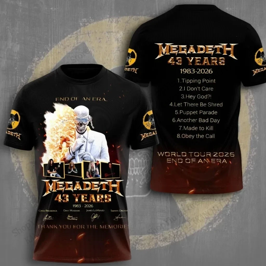 New Rock Band Megadeth Tour 3D Print T-shirt Men Women Fashion Hip Hop Oversized Short Sleeve Tops Tees Kids Clothing Apparel