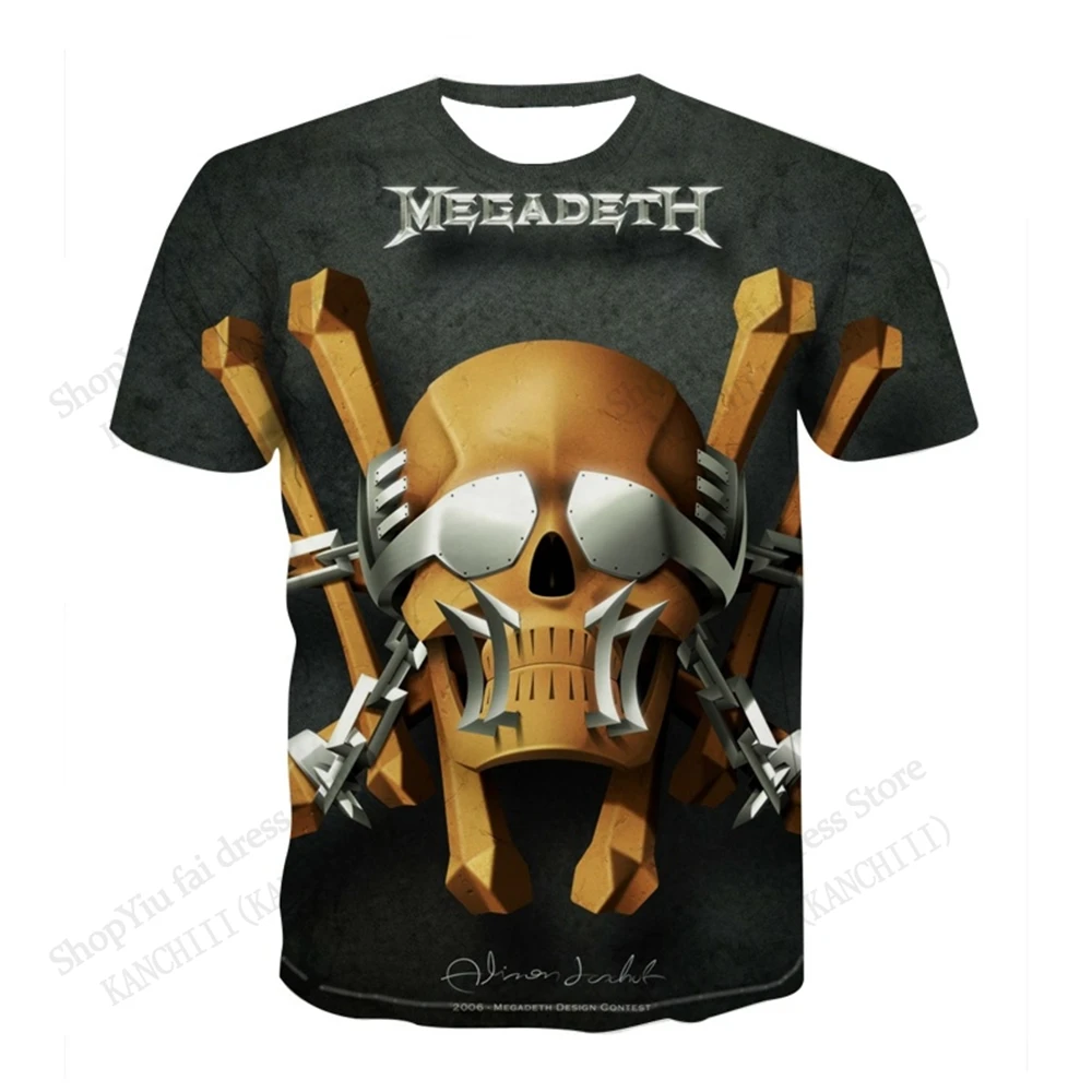 New Rock Band Megadeth Tour 3D Print T-shirt Men Women Fashion Hip Hop Oversized Short Sleeve Tops Tees Kids Clothing Apparel
