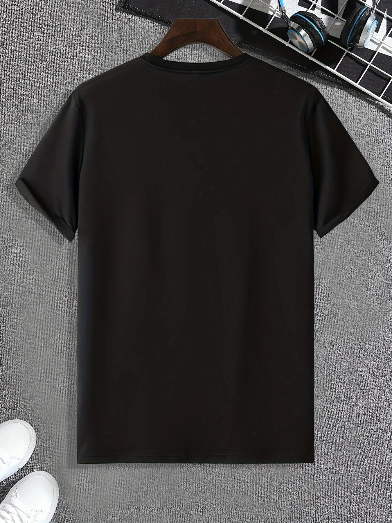 Men's Summer 100% Pure Cotton Casual Sports T-Shirt Fashionable Loose Fit Round Neck Short Sleeve Letter Print Top