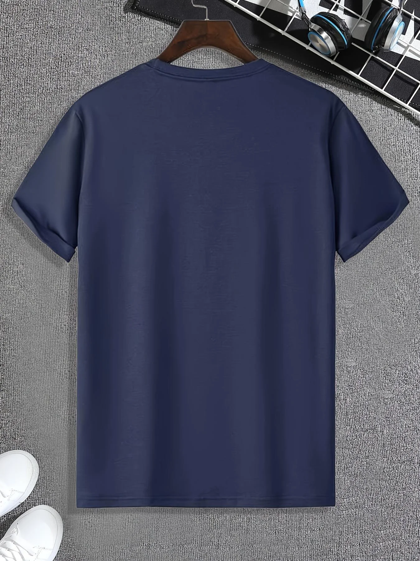Men's Summer 100% Pure Cotton Casual Sports T-Shirt Fashionable Loose Fit Round Neck Short Sleeve Letter Print Top
