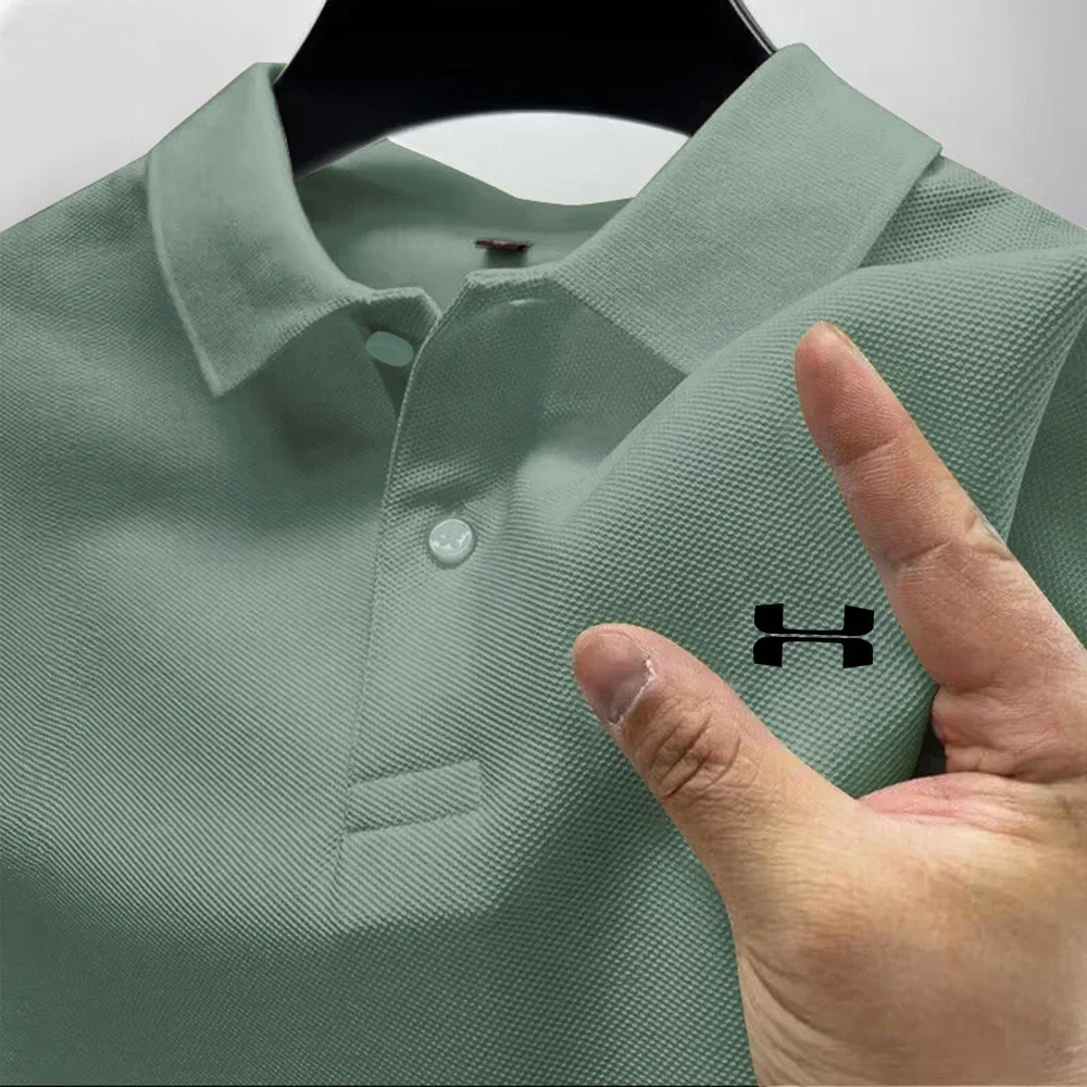 Men's Summer High-End Polo Shirt, with a Solid Color Design. Breathable and Comfortable, High-Quality Men's Clothing.