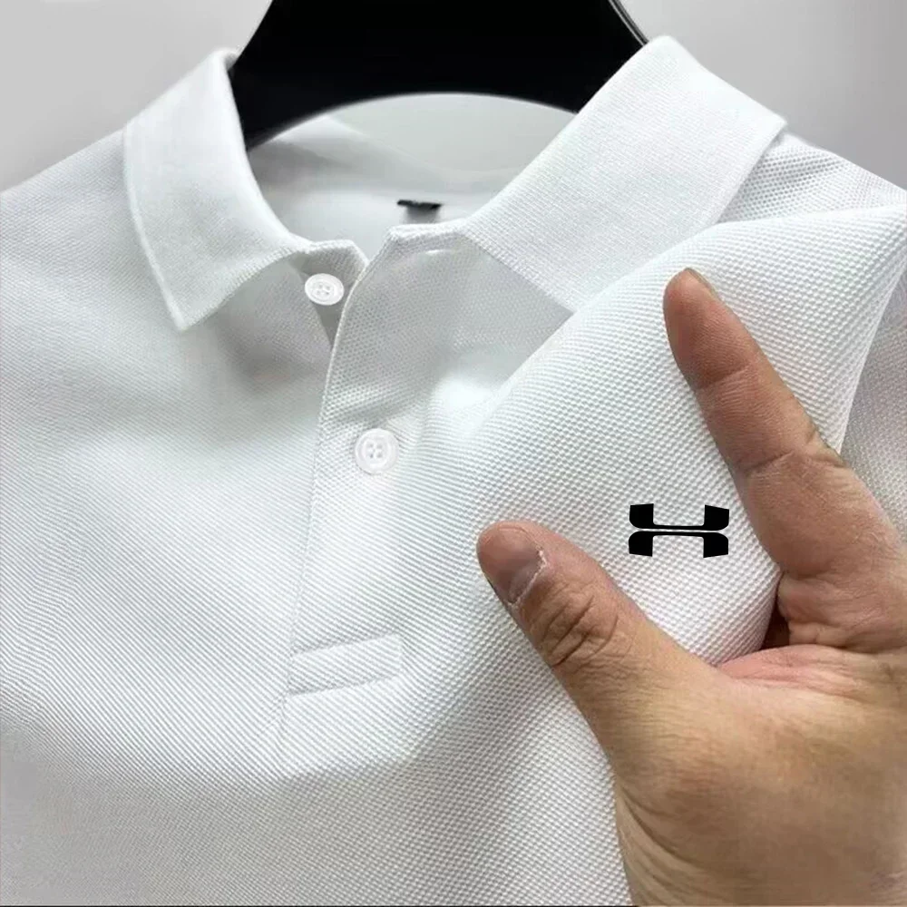 Men's Summer High-End Polo Shirt, with a Solid Color Design. Breathable and Comfortable, High-Quality Men's Clothing.