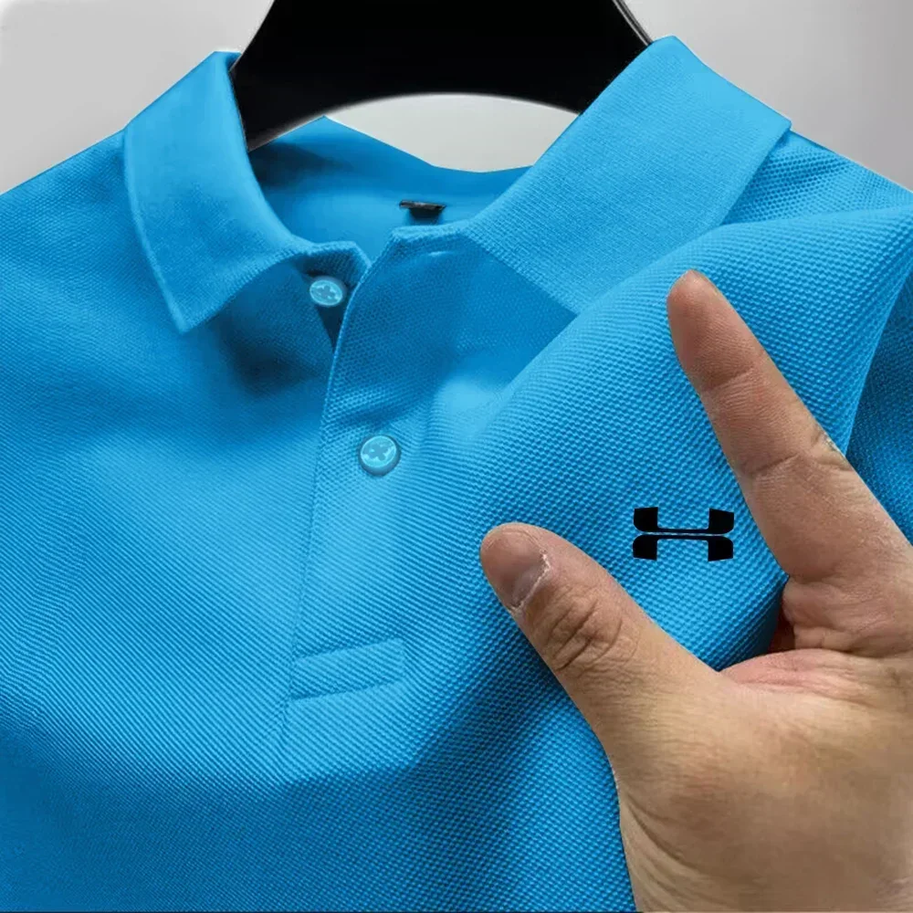 Men's Summer High-End Polo Shirt, with a Solid Color Design. Breathable and Comfortable, High-Quality Men's Clothing.