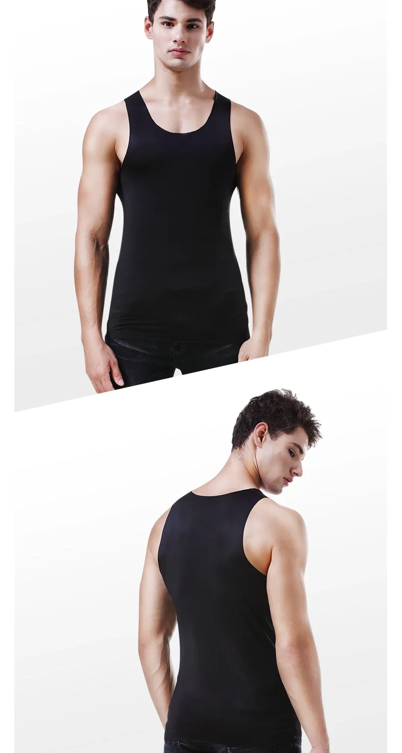 Men's vest, ice-silk seamless fitness tight breathable underwear, youth sports hurdles sleeveless base undershirt