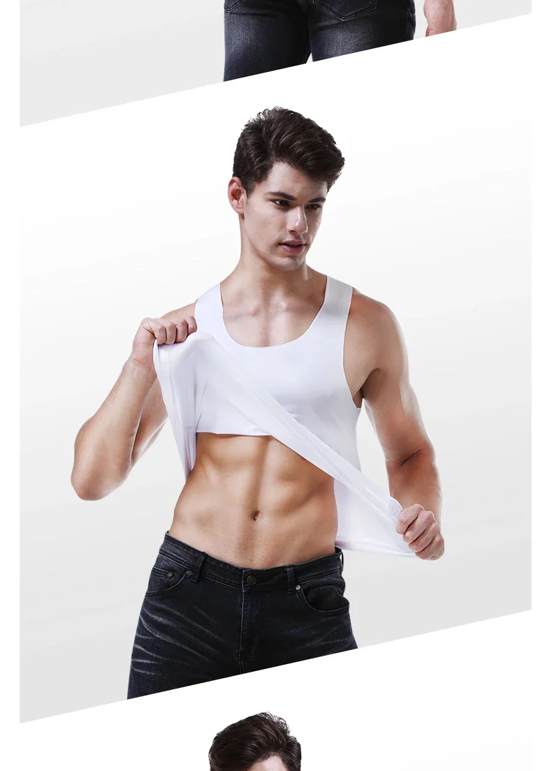 Men's vest, ice-silk seamless fitness tight breathable underwear, youth sports hurdles sleeveless base undershirt