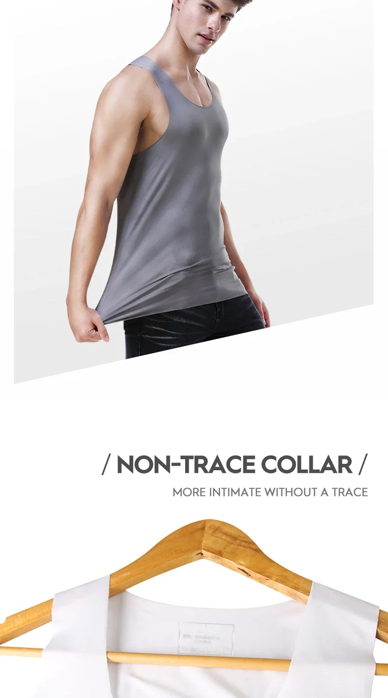 Men's vest, ice-silk seamless fitness tight breathable underwear, youth sports hurdles sleeveless base undershirt
