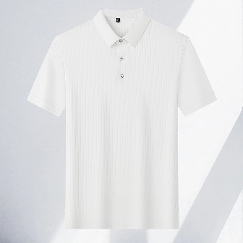 2026 New Men's Casual Fashion Striped Short Sleeved Collar Polo Shirt Breathable and Comfortable Summer Versatile T-shirt