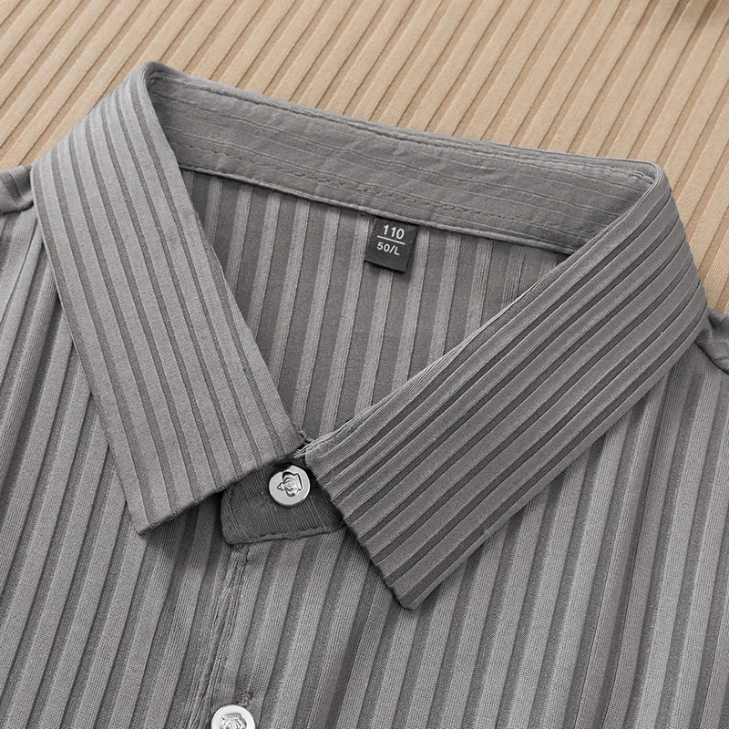 2026 New Men's Casual Fashion Striped Short Sleeved Collar Polo Shirt Breathable and Comfortable Summer Versatile T-shirt