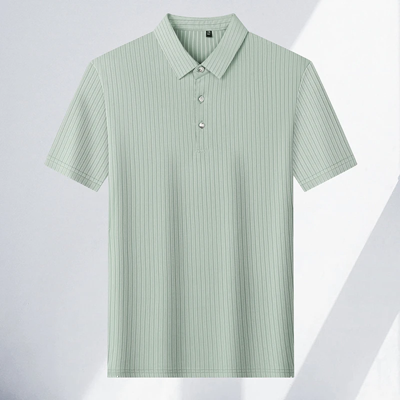 2026 New Men's Casual Fashion Striped Short Sleeved Collar Polo Shirt Breathable and Comfortable Summer Versatile T-shirt