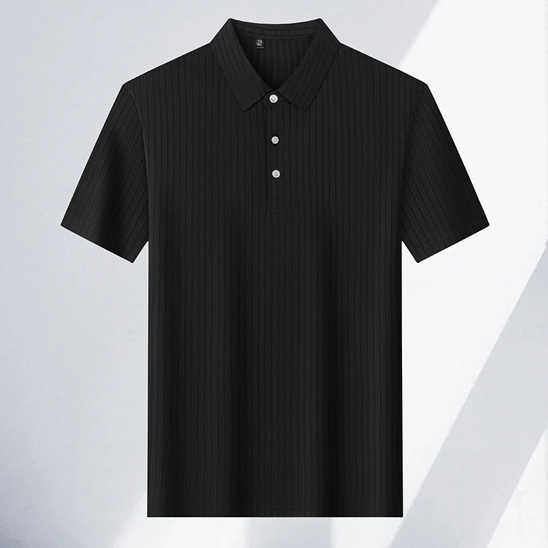 2026 New Men's Casual Fashion Striped Short Sleeved Collar Polo Shirt Breathable and Comfortable Summer Versatile T-shirt
