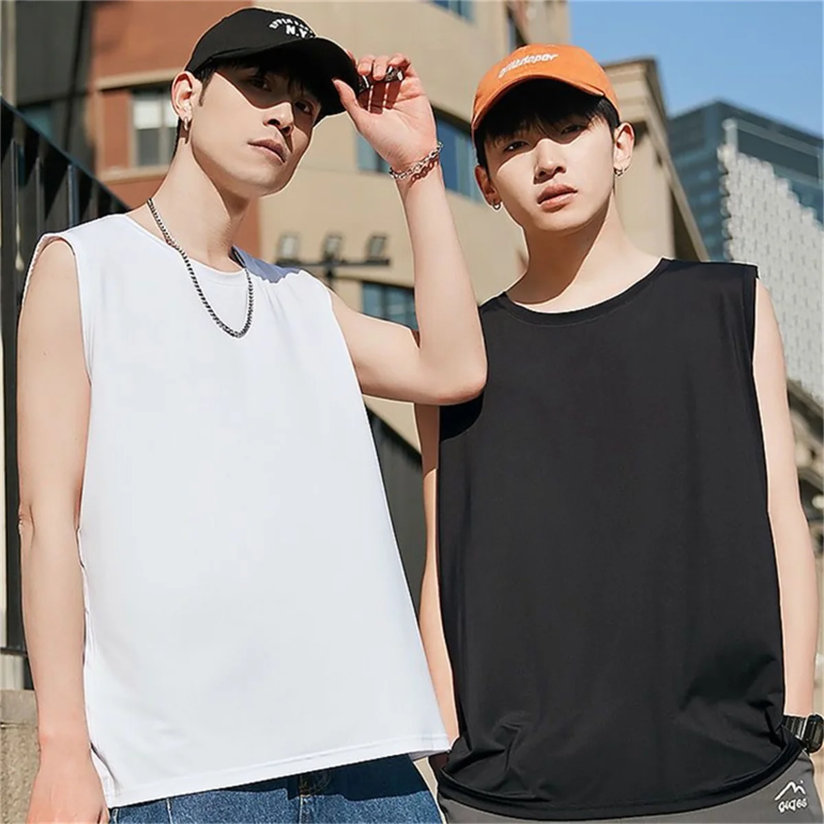 2026 Men's Ice Silk Mesh Tank Tops Gym Stringer Transparent Bodybuilding Sleeveless Shirt Fitness Vest Male Mesh Muscle Singlets
