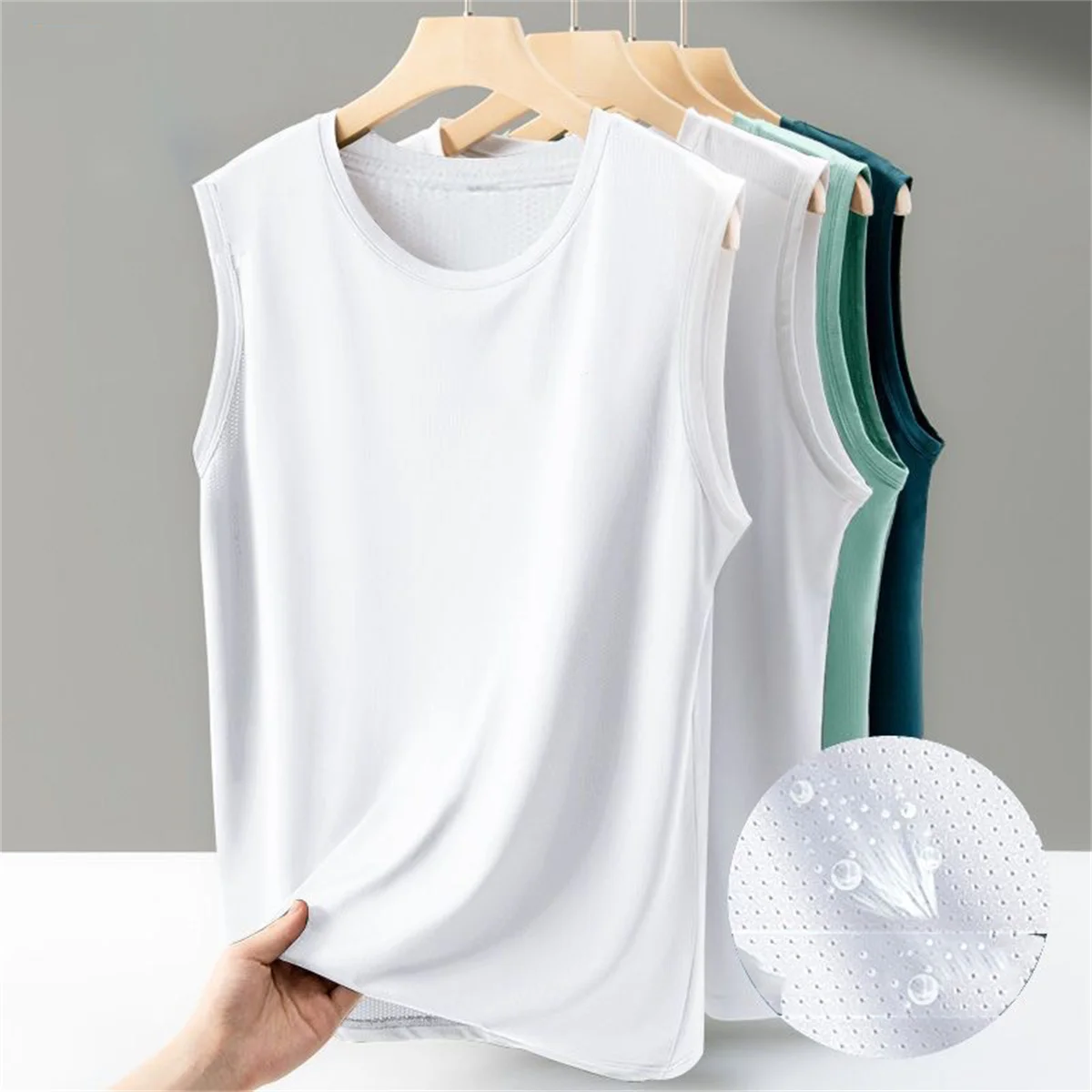 2026 Men's Ice Silk Mesh Tank Tops Gym Stringer Transparent Bodybuilding Sleeveless Shirt Fitness Vest Male Mesh Muscle Singlets
