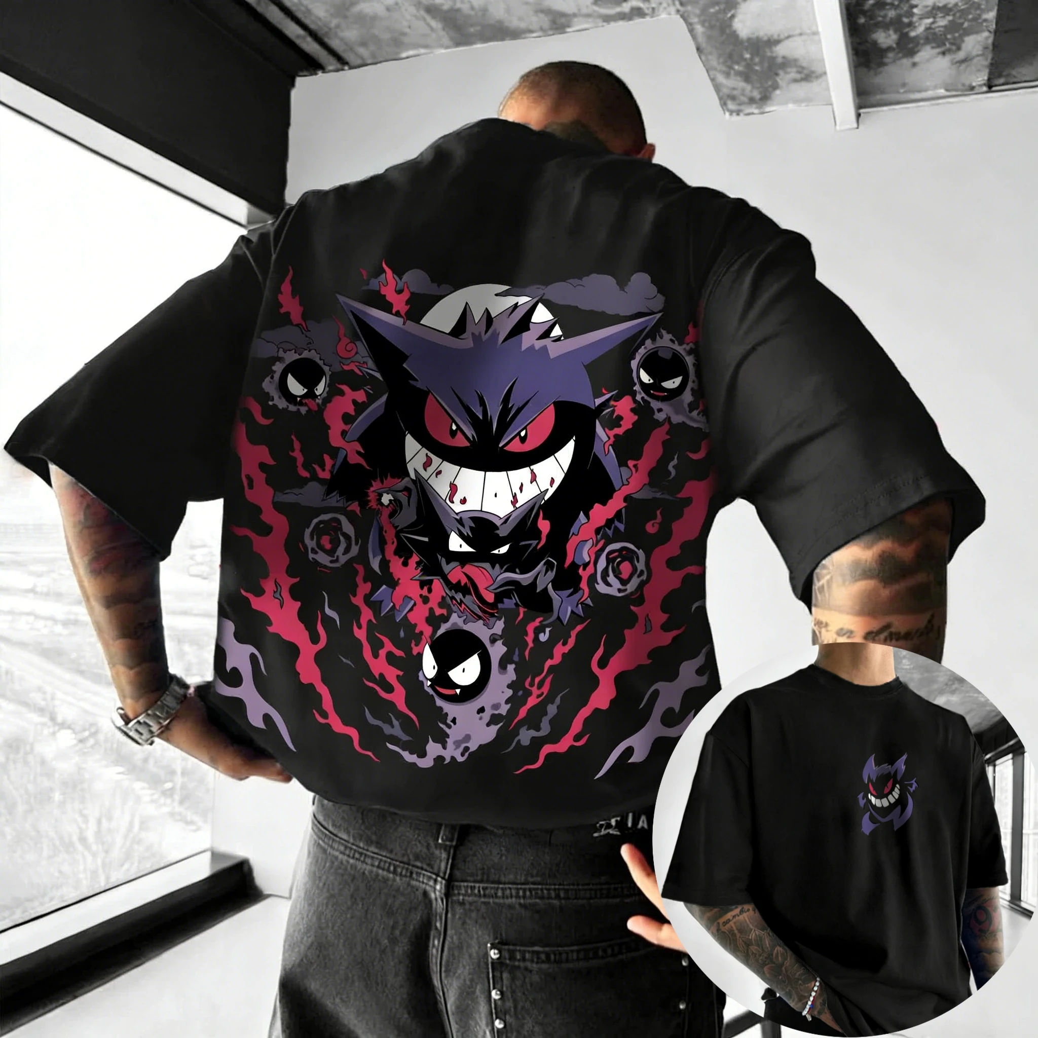 Pokémon Anime Gengar Peripheral Printed T-shirt Summer Men's and Women's T-shirt Trendy Loose Casual Y2K Short Sleeve 2026 New