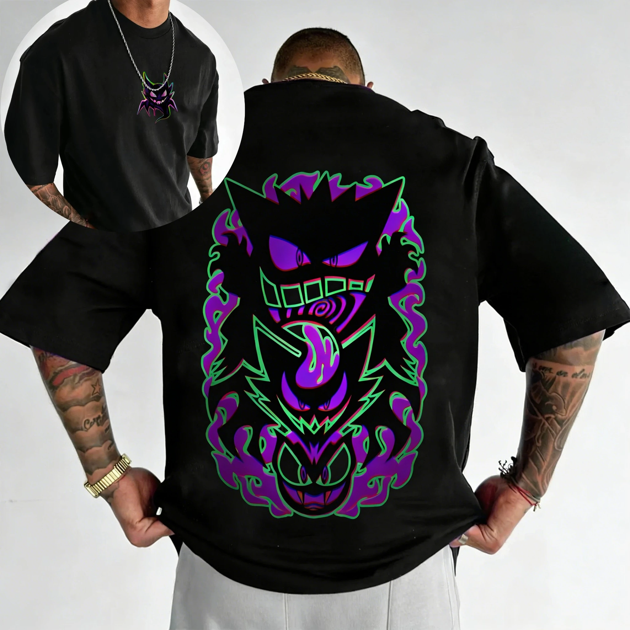Pokémon Anime Gengar Peripheral Printed T-shirt Summer Men's and Women's T-shirt Trendy Loose Casual Y2K Short Sleeve 2026 New