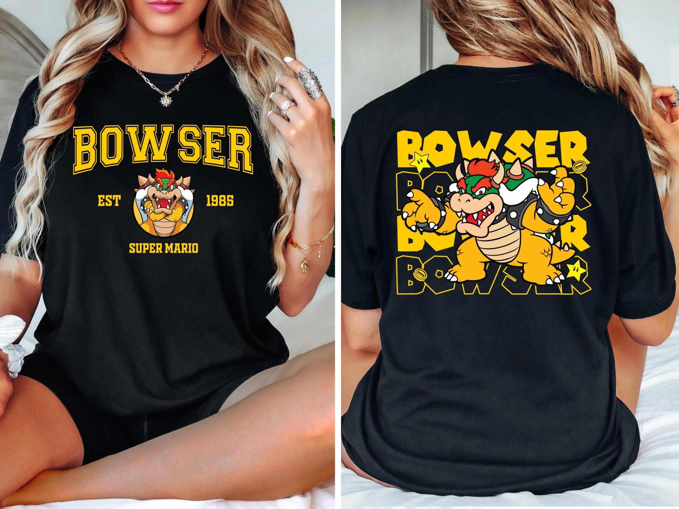 Anime Super Mario Yoshi T-shirt Mario Bowser Peach T-shirt 2026 Summer New Men's and Women's Cotton Ins Y2k T Shirt