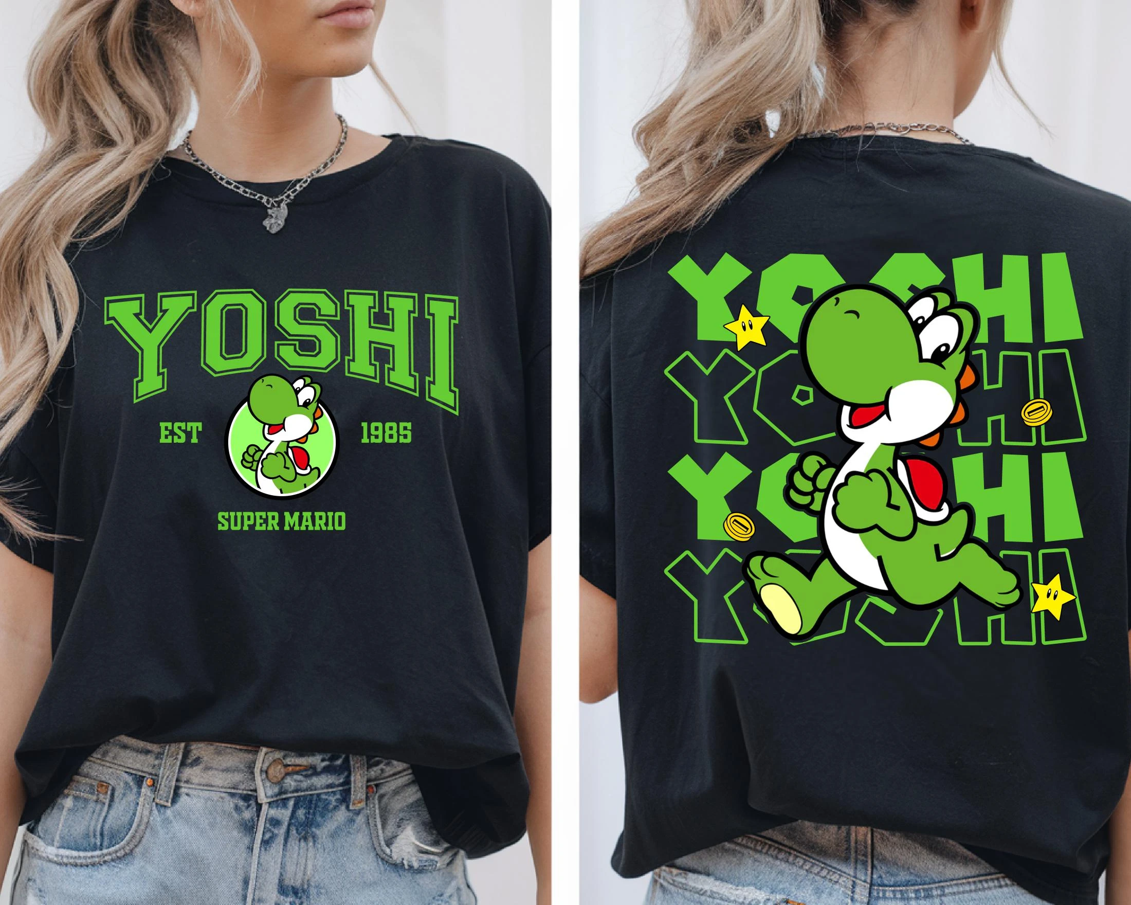 Anime Super Mario Yoshi T-shirt Mario Bowser Peach T-shirt 2026 Summer New Men's and Women's Cotton Ins Y2k T Shirt
