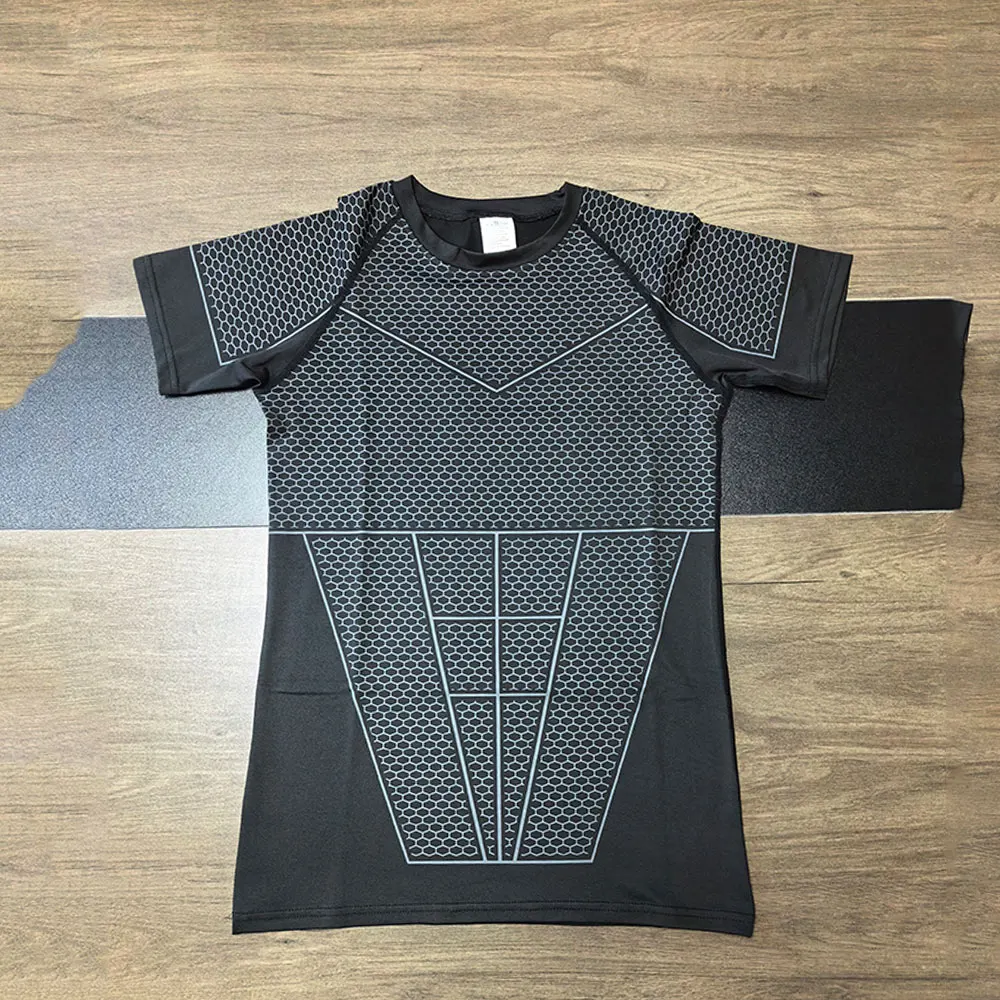 Compression Shirt Men Gym Running T-shirt New Men's Quick-Dry Top Breathable Elastic Fitness T-shirt Short Sleeve Summer Print