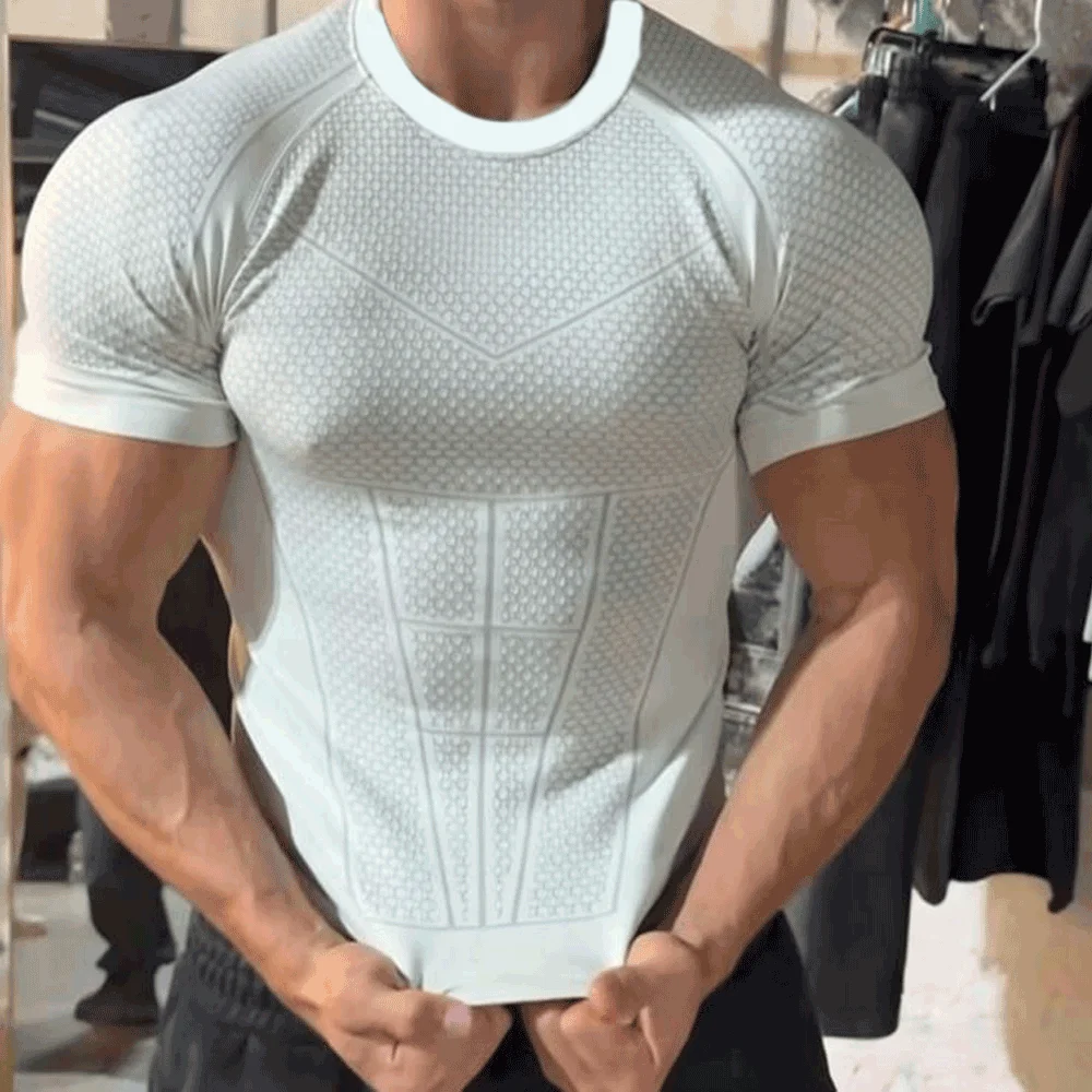 Compression Shirt Men Gym Running T-shirt New Men's Quick-Dry Top Breathable Elastic Fitness T-shirt Short Sleeve Summer Print