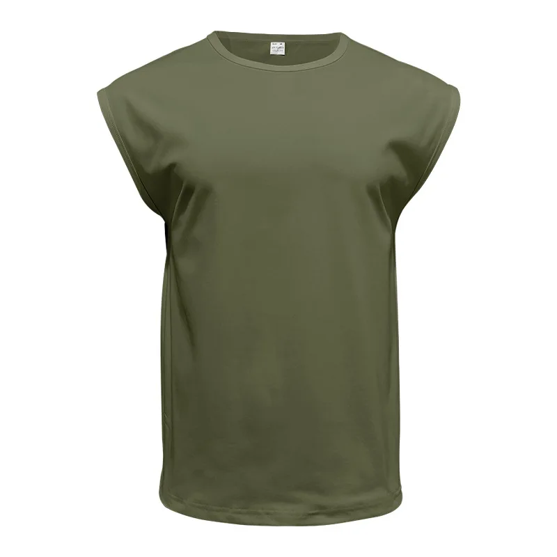 Men's Loose Short Sleeve T-Shirt round Neck Sleeveless Casual Breathable Summer Sports Basic Vest