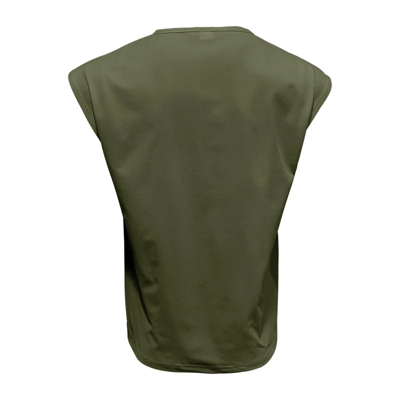Men's Loose Short Sleeve T-Shirt round Neck Sleeveless Casual Breathable Summer Sports Basic Vest