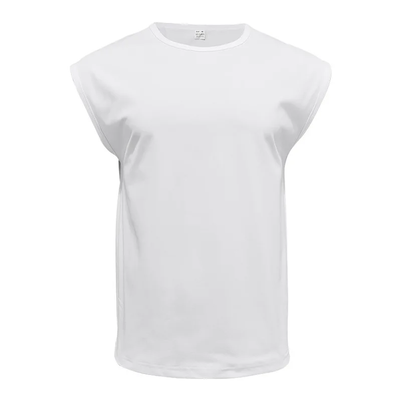 Men's Loose Short Sleeve T-Shirt round Neck Sleeveless Casual Breathable Summer Sports Basic Vest