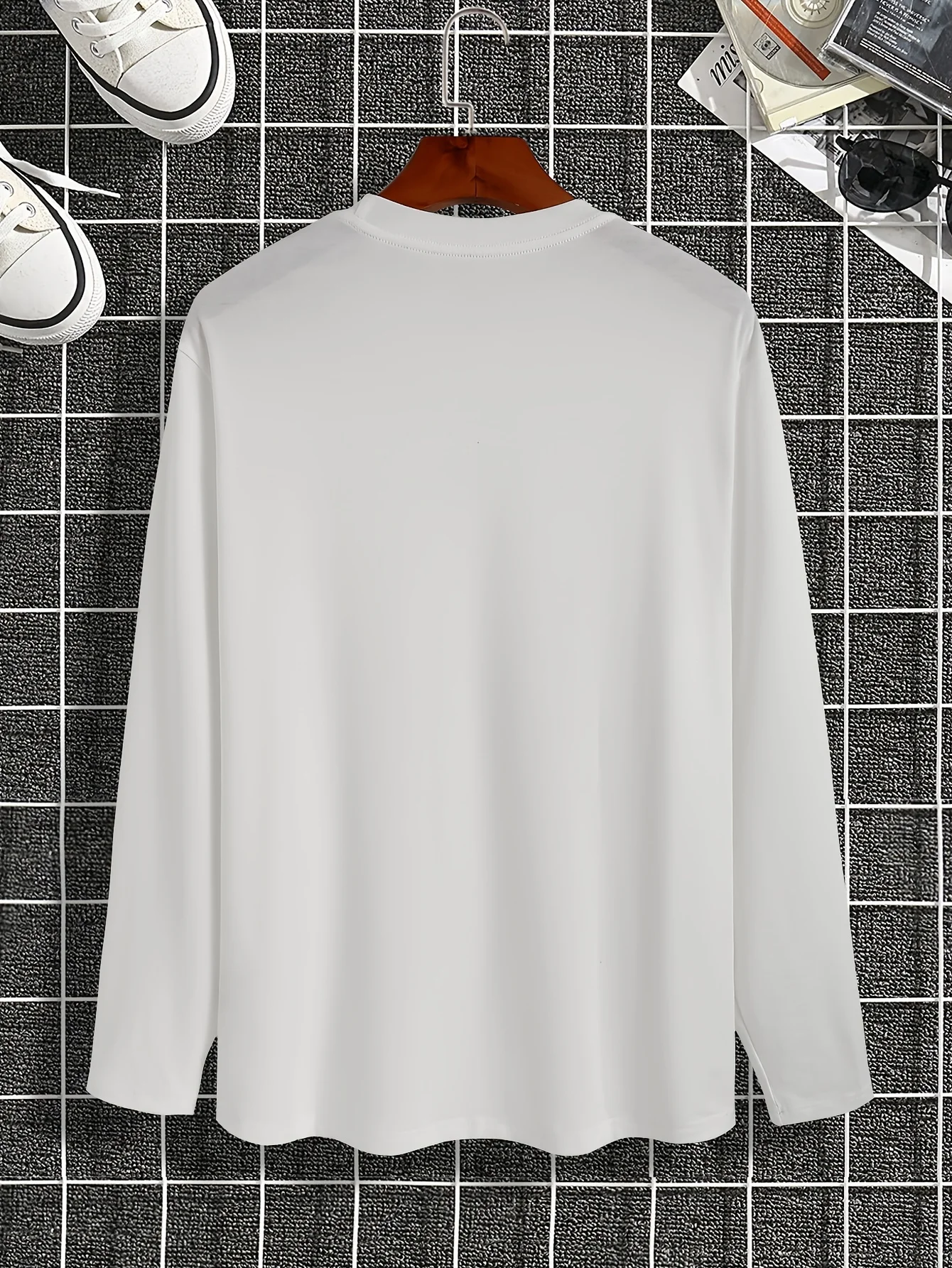 Men's 100% Pure Cotton Summer Loose Comfortable Casual PARIS Print Large Round Neck Long Sleeve T-Shirt Top
